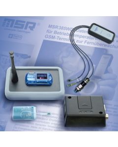 Wireless measurement system with MSR385WD data logger, transmitter modules and LTE/GSM terminal.